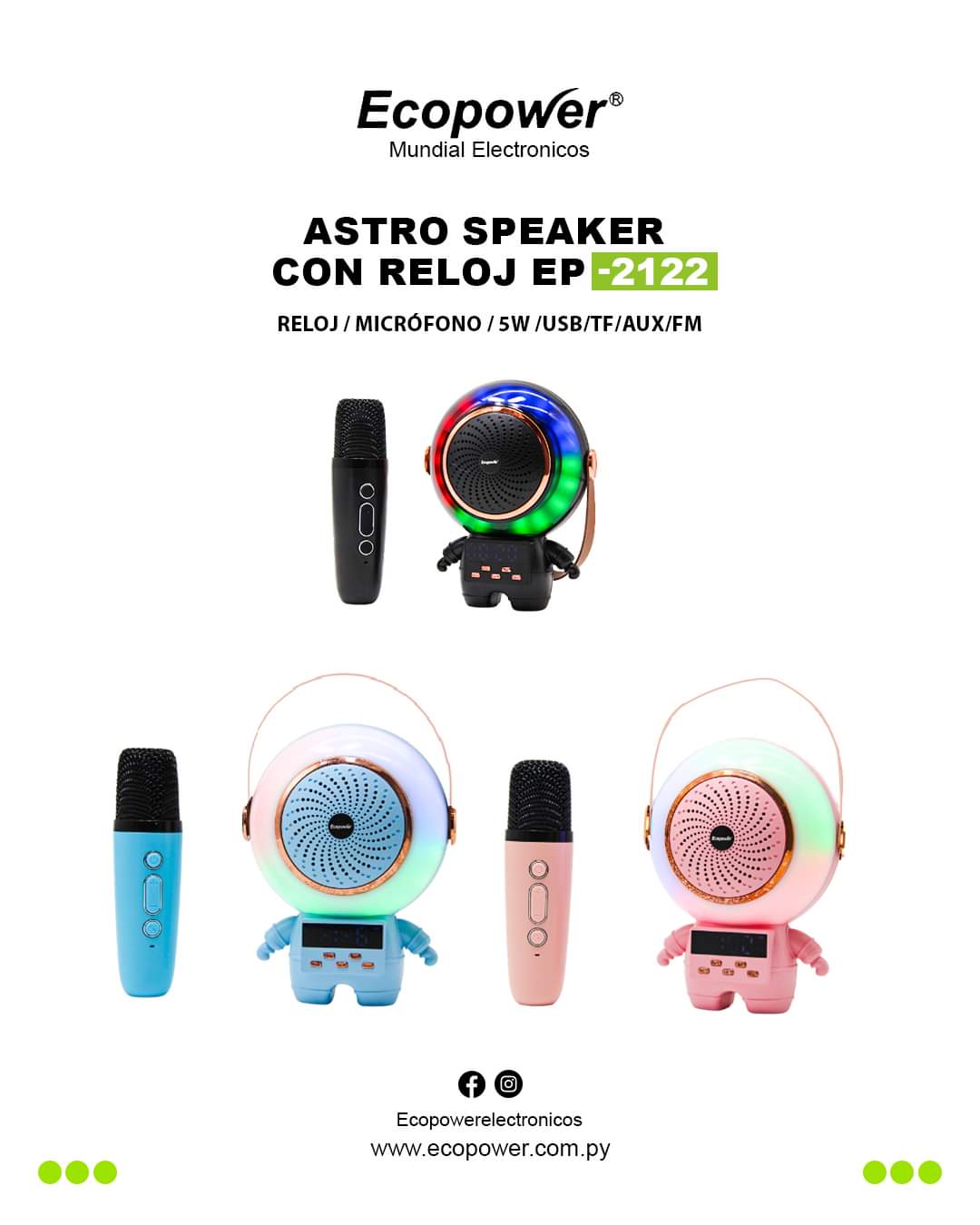 Astro speaker con micr&oacute;fono! Ecopower- Model:EP-2122